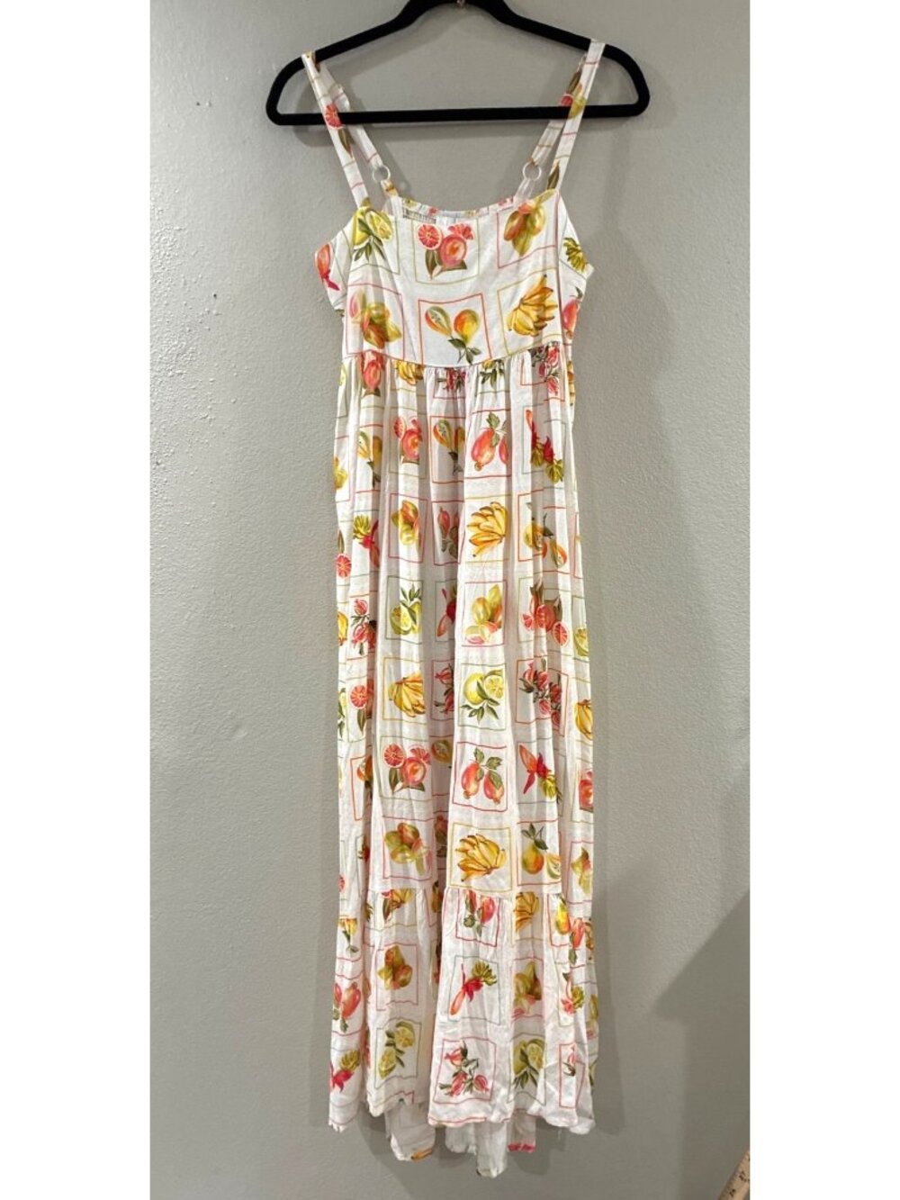 New Paper Heart Maxi Dress checkered grid fruit print spaghetti straps